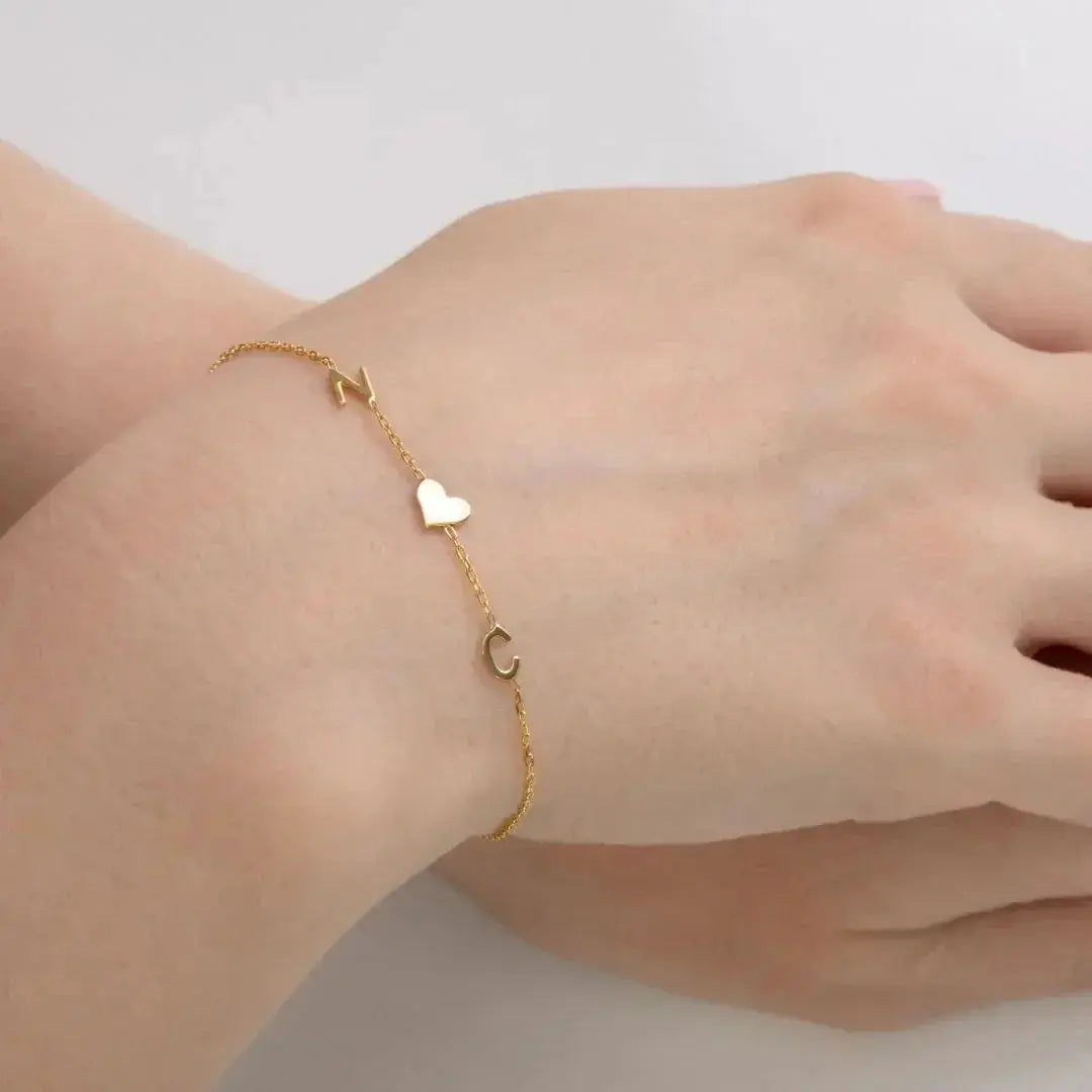 Personalized Bracelet with Side Initials  NostalgiaJewels