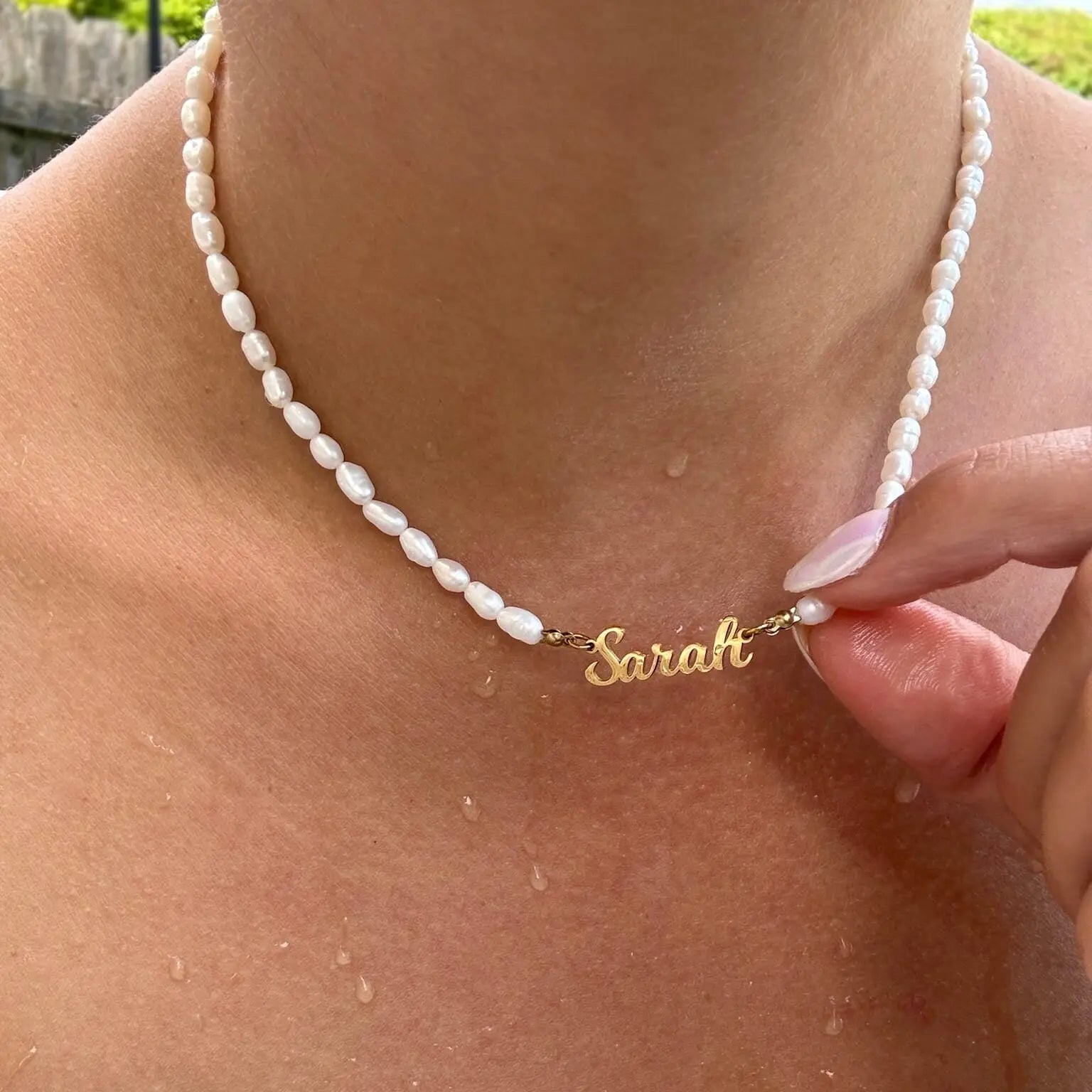 Customizable Necklace with Name and Freshwater Pearls  NostalgiaJewels