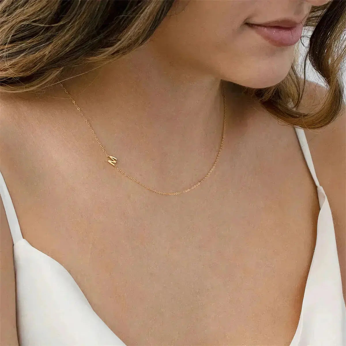 Personalized Necklace with Side Initials  NostalgiaJewels