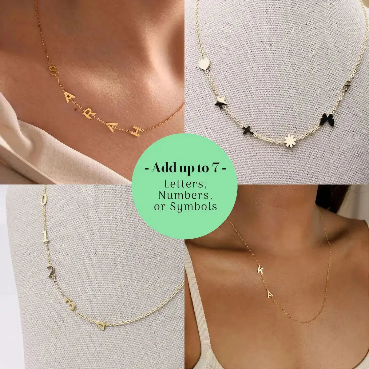 Personalized Necklace with Side Initials  NostalgiaJewels