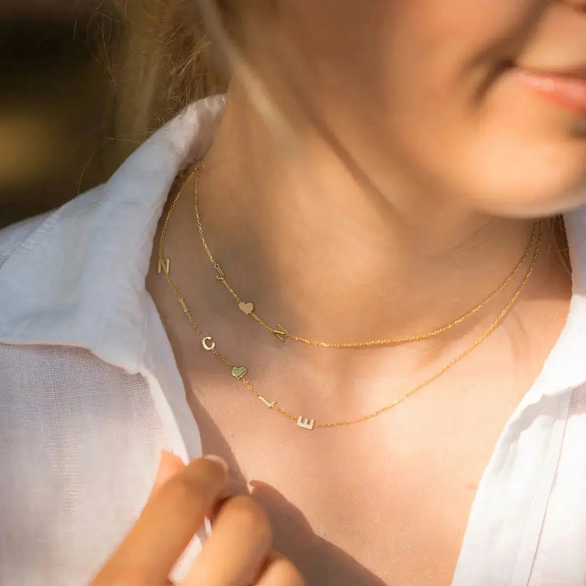Personalized Necklace with Side Initials  NostalgiaJewels