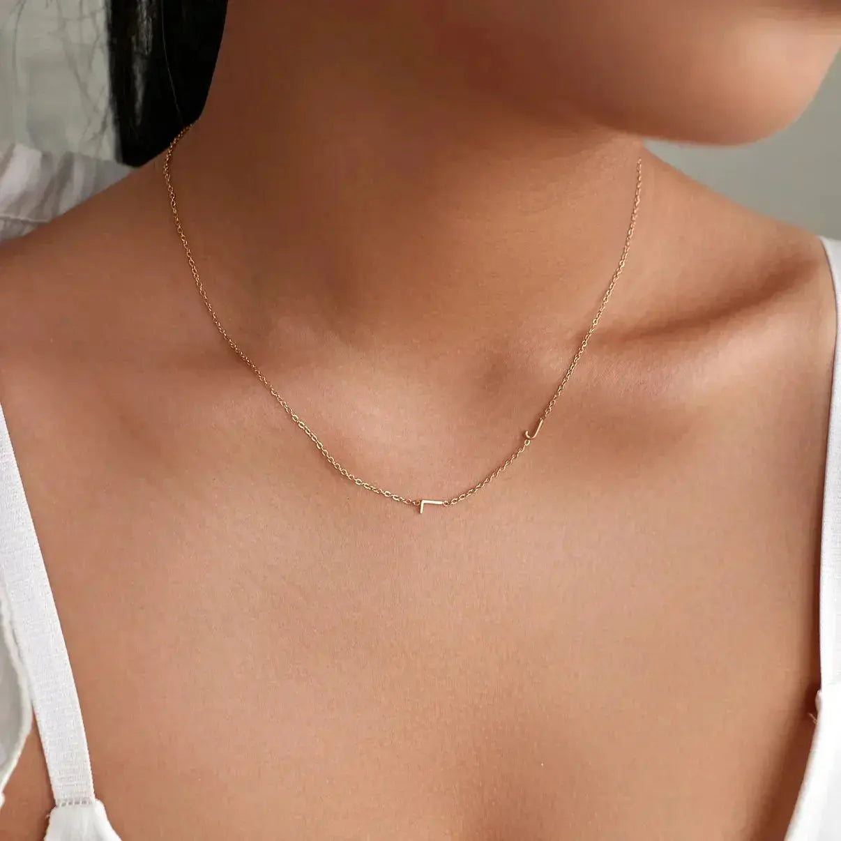 Personalized Necklace with Side Initials  NostalgiaJewels