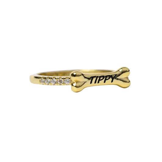 Custom dog bone name ring  NostalgiaJewels