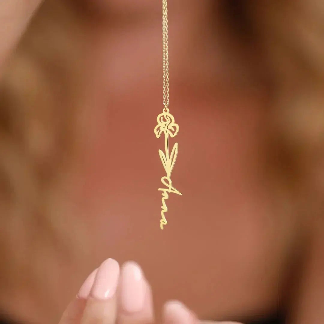 Custom Birth Flower Name Necklace  NostalgiaJewels