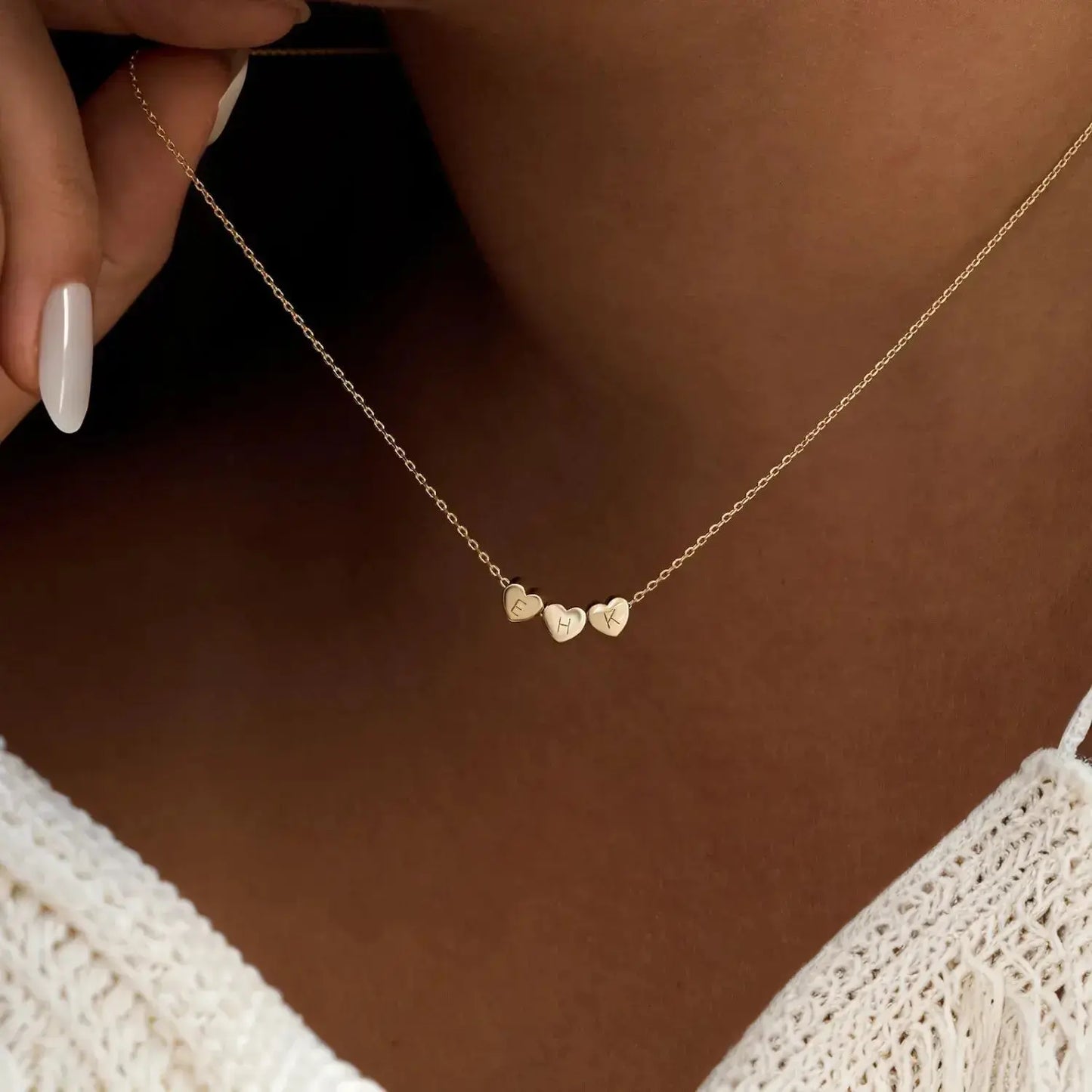 Custom Heart Initial Necklace - Gold / 4