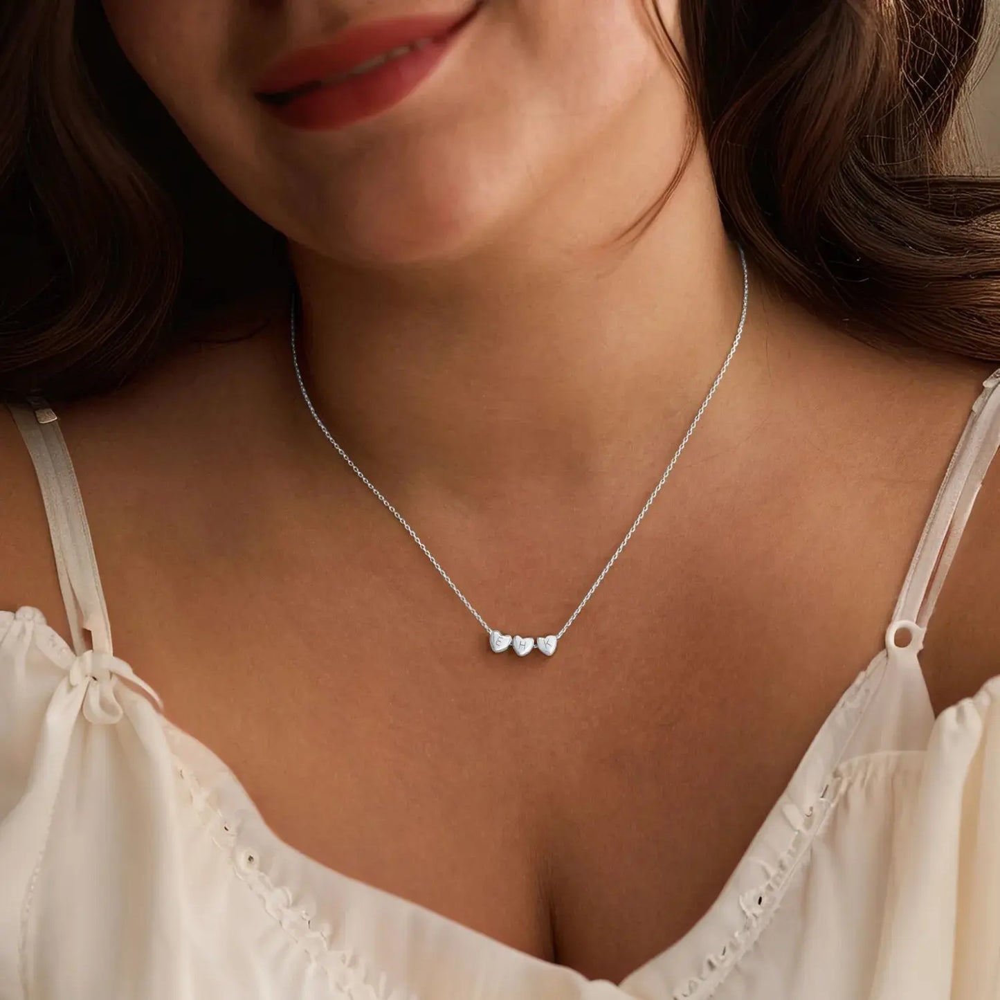 Custom Heart Initial Necklace - Gold / 5