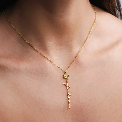 Custom Birth Flower Name Necklace  NostalgiaJewels