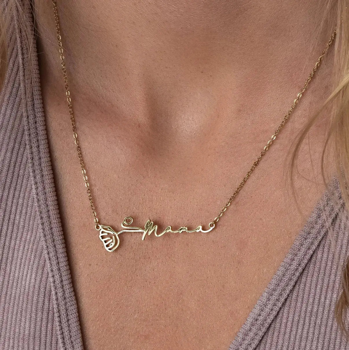 Custom Birth Flower Name Necklace  NostalgiaJewels