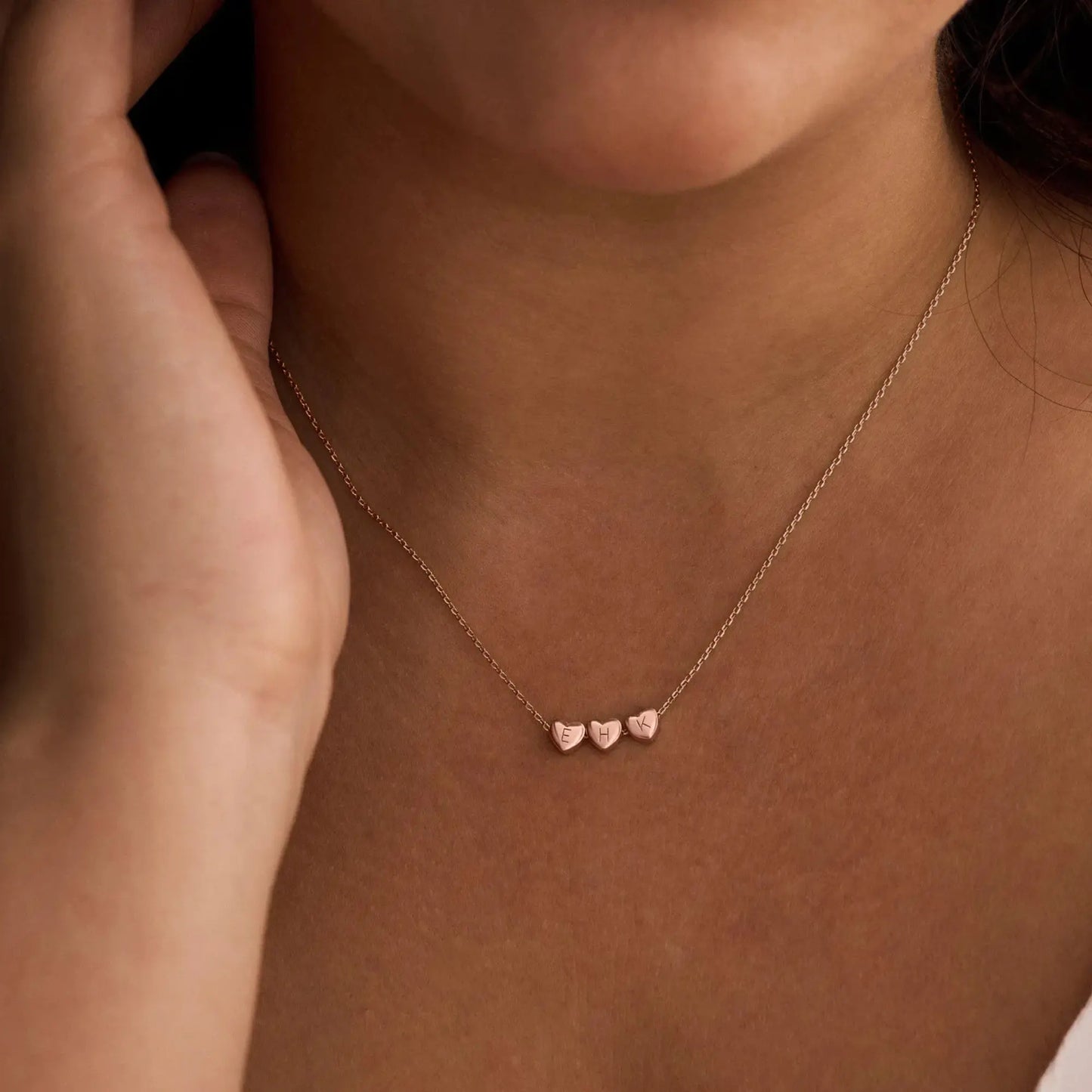 Custom Heart Initial Necklace - Gold / 6
