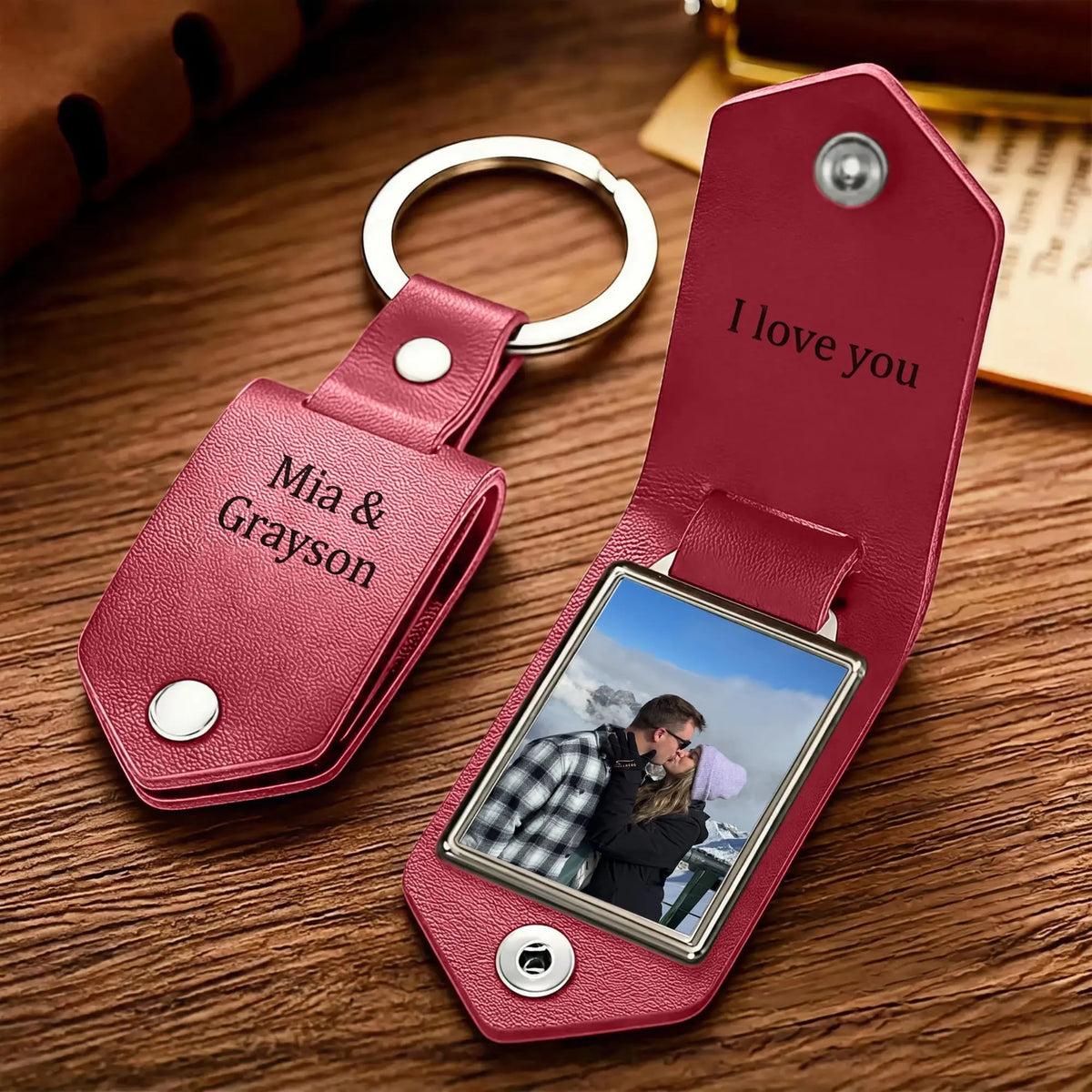Custom Leather Photo Keyring  NostalgiaJewels