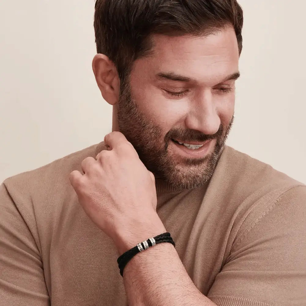 For Him | Custom Name Bead Bracelet  NostalgiaJewels