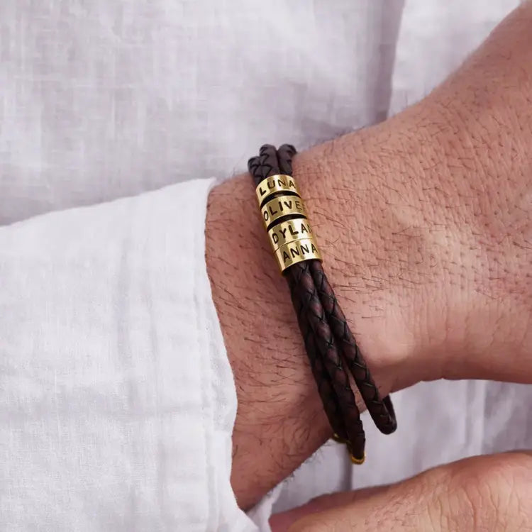For Him | Custom Name Bead Bracelet  NostalgiaJewels