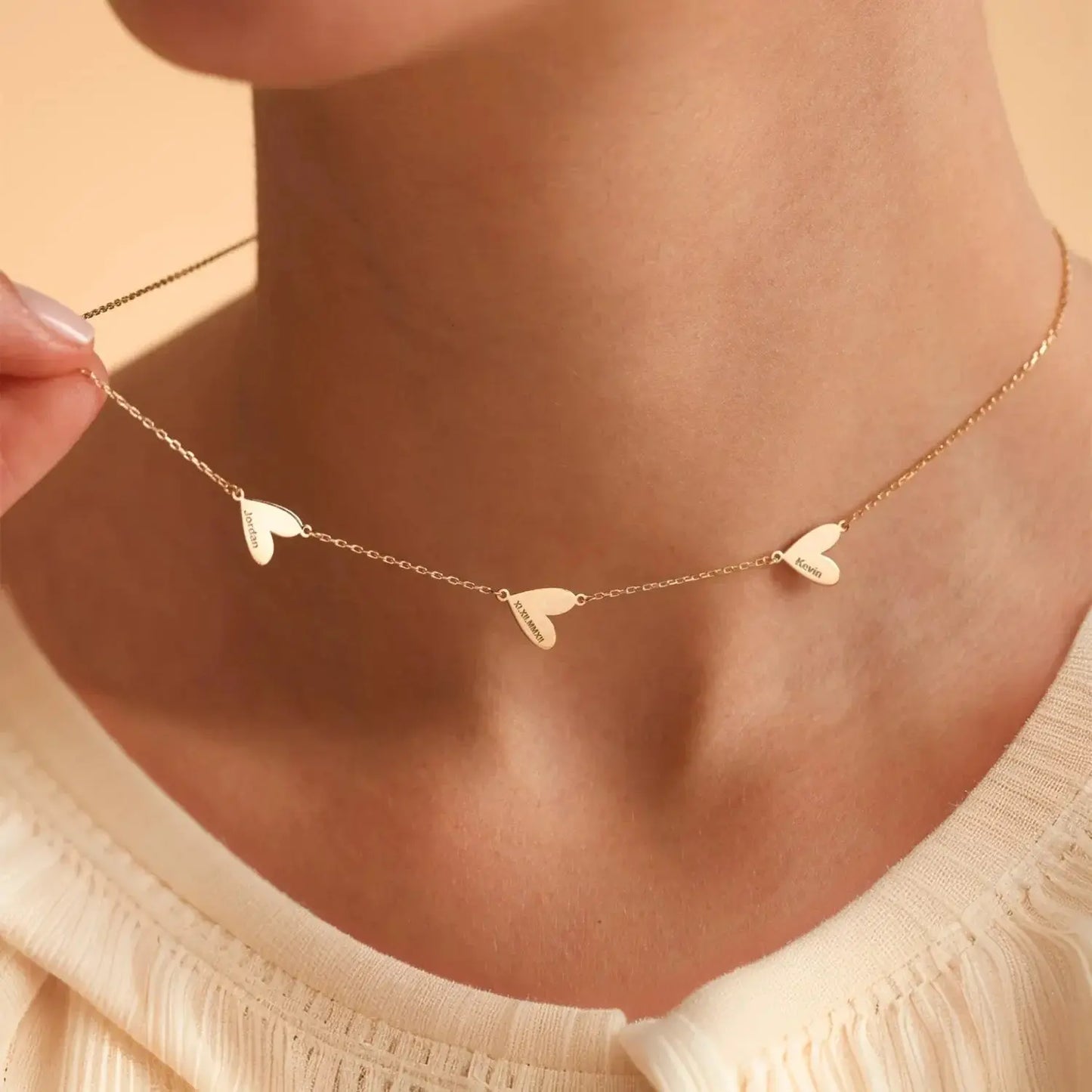 Custom Engraved Heart Necklace - Rose Gold / 6