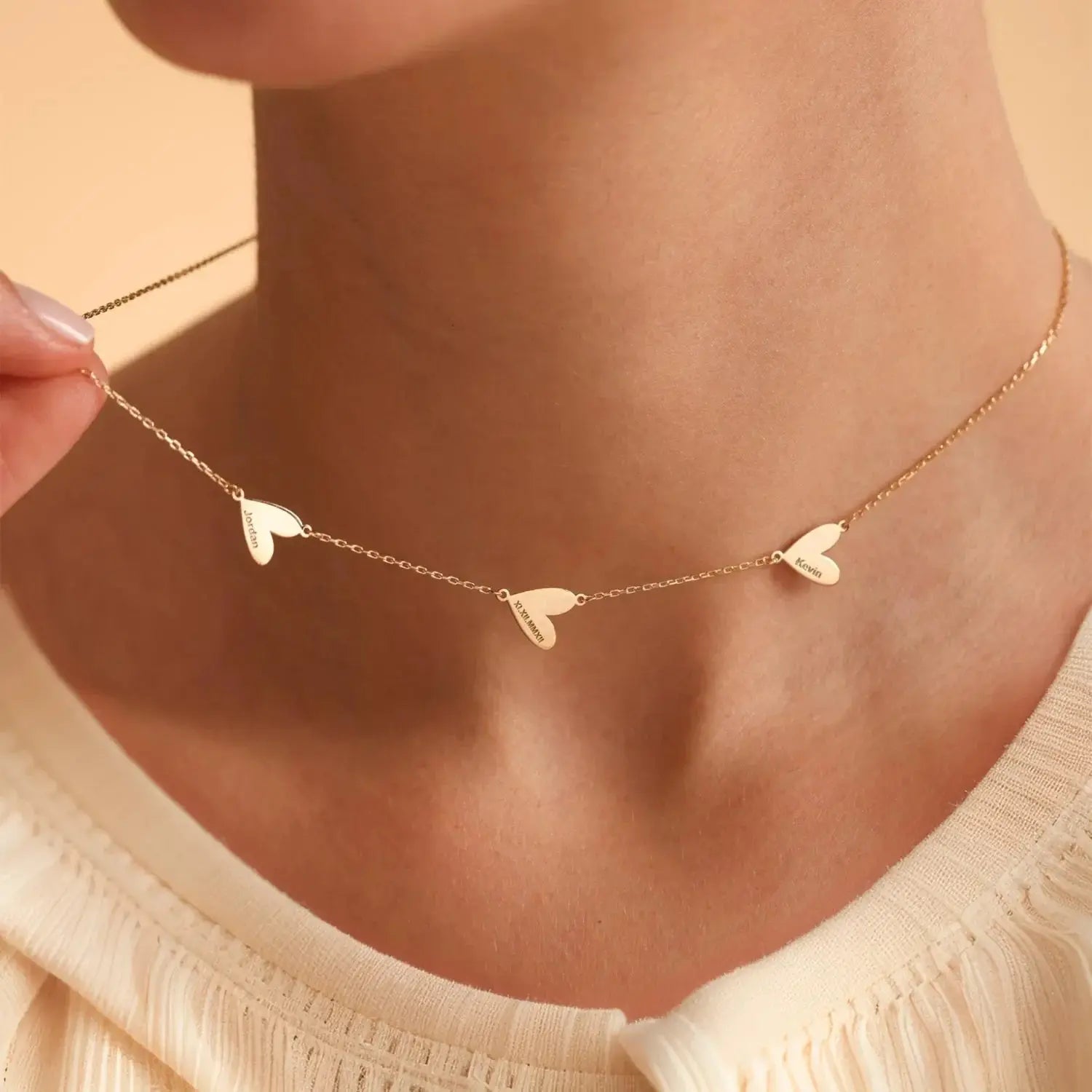Custom Engraved Heart Necklace - Rose Gold / 6