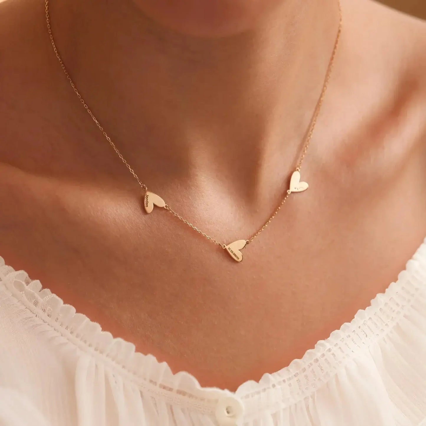 Custom Engraved Heart Necklace - Gold / 4