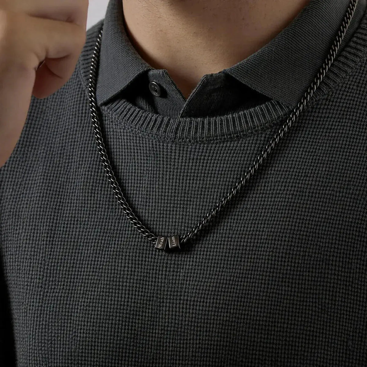 For Him | Custom Name Bead Necklace  NostalgiaJewels